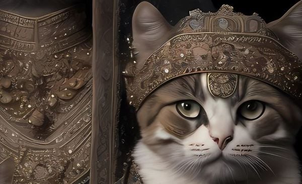 Kral Kraliçe Ve Prenses Kediler Tasarım Duvar Kağıdı