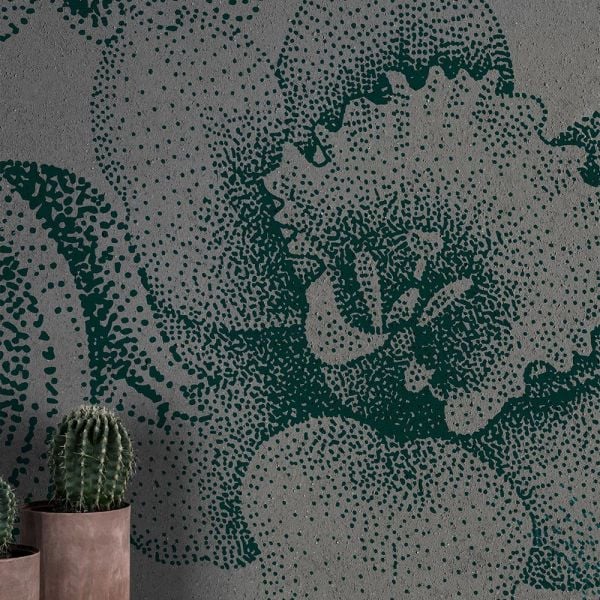 Tasarım Nokta Çalışması Yeşil Çiçekler Duvar Kağıdı