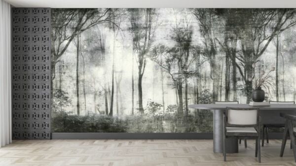 Siyah Gri Ceylan Orman İçinde Duvar Kağıdı