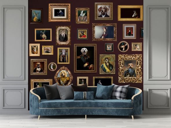 Çerçeve Detaylı Figüratif Hayvanlar Duvar Kağıdı