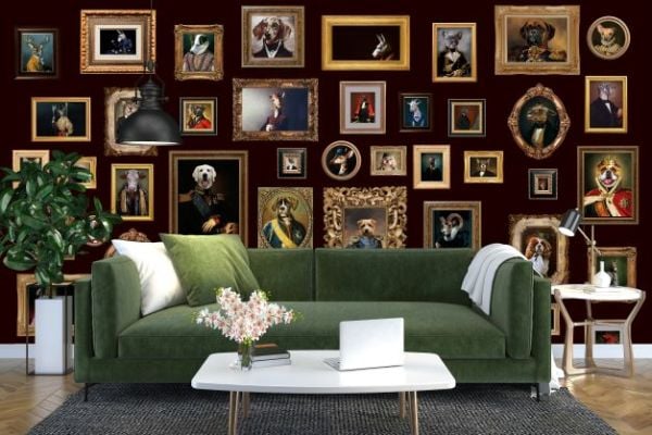 Çerçeve Detaylı Figüratif Hayvanlar Duvar Kağıdı