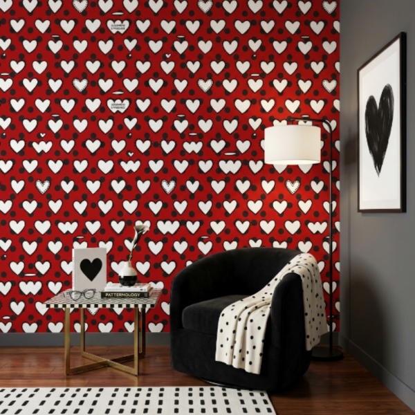 Enriquezland CuoriPois Kırmızı Kalpli Duvar Kağıdı