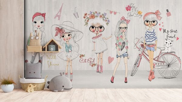 Cartoon Girls Çizim Kızlar Duvar Kağıdı