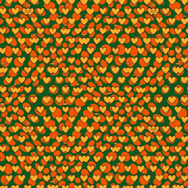 Enriquezland CuoriPois Yeşil Sarı Kalpli Duvar Kağıdı