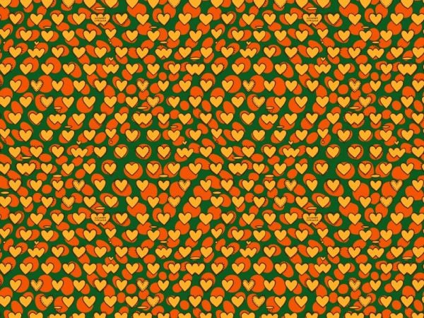 Enriquezland CuoriPois Yeşil Sarı Kalpli Duvar Kağıdı