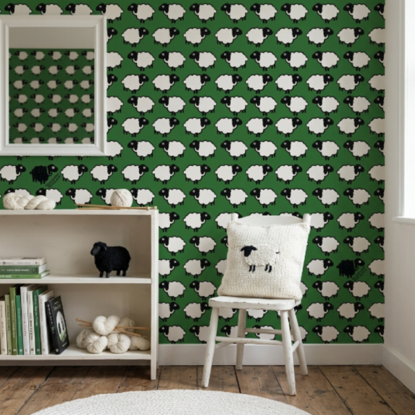 Enriquezland Pecorelle Yeşil Kuzular Duvar Kağıdı