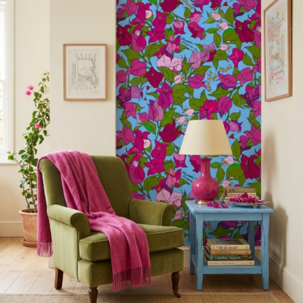 Enriquezland Damour Mavi Fuşya Renk Duvar Kağıdı