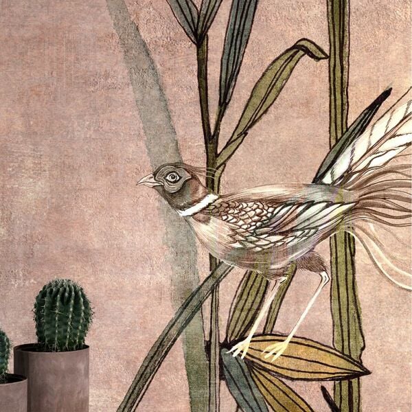 Gül Kurusu Zeminde Bambu Ağaçları Duvar Kağıdı