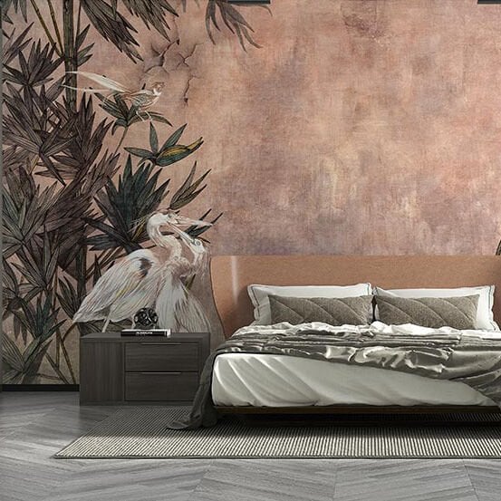 Gül Kurusu Zeminde Bambu Ağaçları Duvar Kağıdı