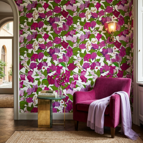 Enriquezland Damour Beyaz Zemin Duvar Kağıdı