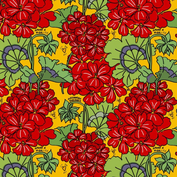 Enriquezland  LoveGeranei Sarı Kırmızı Renk Duvar Kağıdı