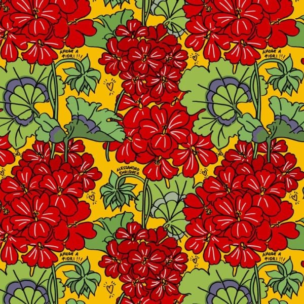 Enriquezland  LoveGeranei Sarı Kırmızı Renk Duvar Kağıdı