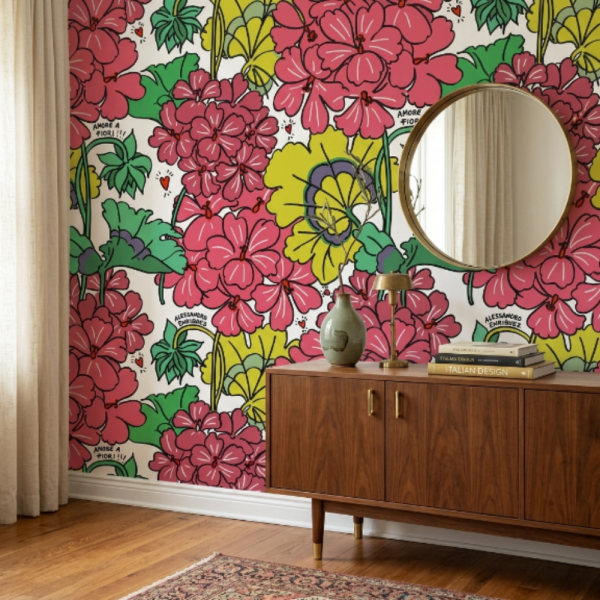 Enriquezland LoveGeranei Beyaz Zemin Duvar Kağıdı