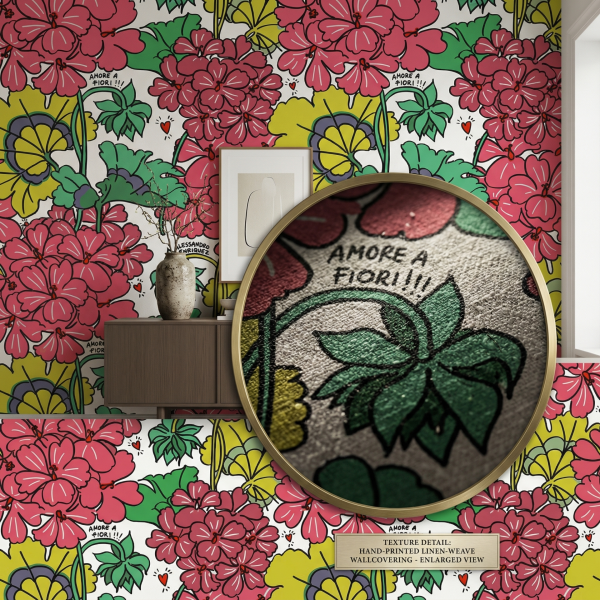 Enriquezland LoveGeranei Beyaz Zemin Duvar Kağıdı