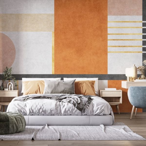 Çizgili Kiremit Antrasit Renkler Duvar Kağıdı