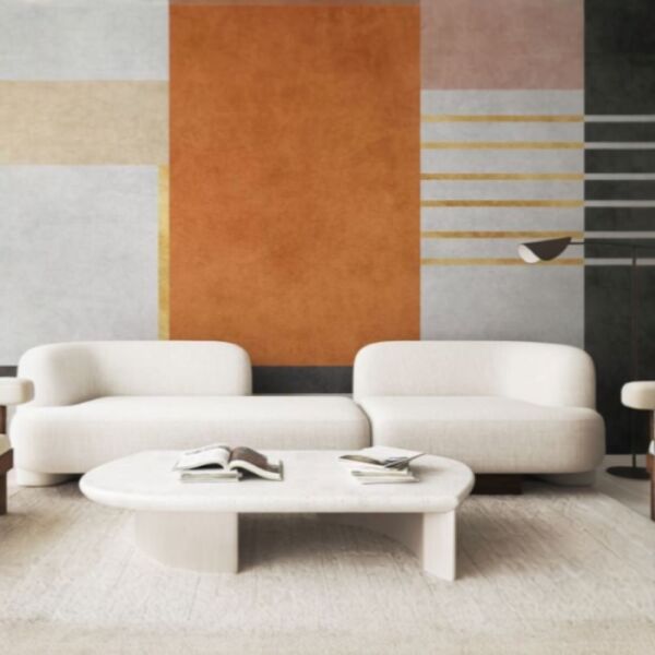 Çizgili Kiremit Antrasit Renkler Duvar Kağıdı