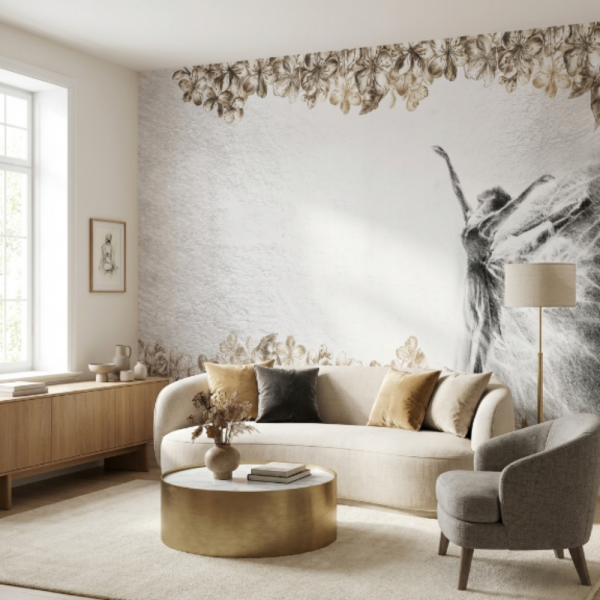 Uva Sepya Renk Balerin Duvar Kağıdı