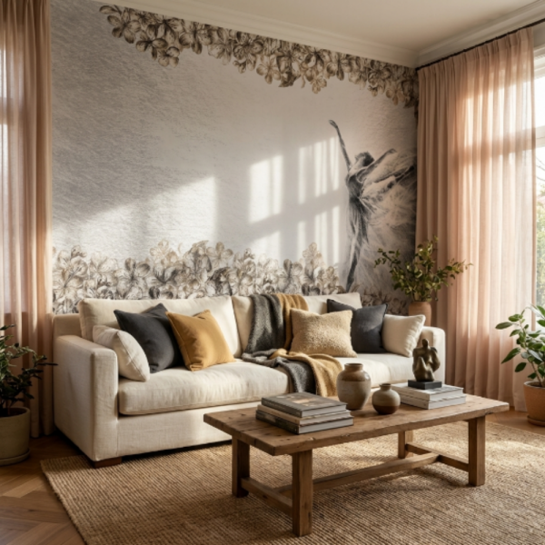 Uva Sepya Renk Balerin Duvar Kağıdı