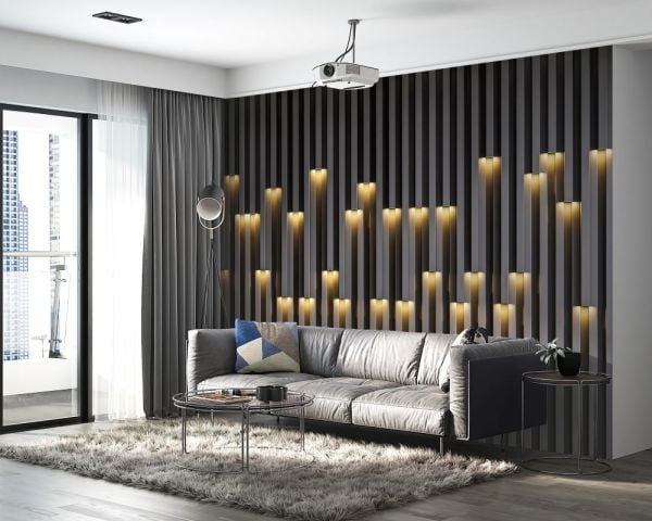 Işık Efektli Duvar Çıtası Görünümlü Duvar Kağıdı