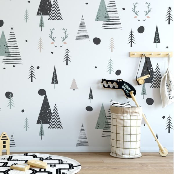 Geometric Personality Çam Ağaçları Duvar Kağıdı