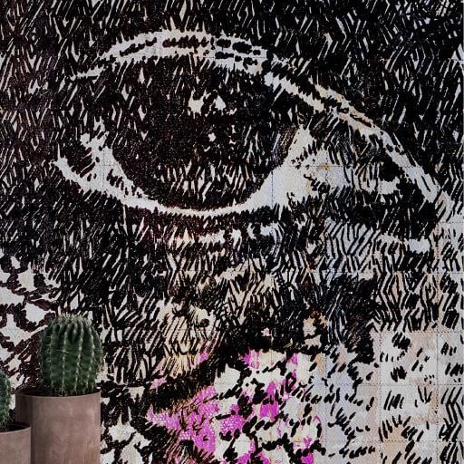 Çatlamış Yüz Fuşya Sakura Çiçekleri Duvar Kağıdı