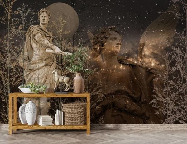 Mitolojik Büst Ve Melek Büst Tasarım Duvar Kağıdı