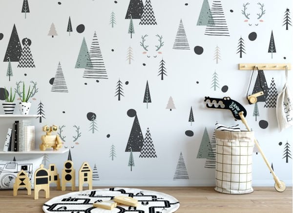 Geometric Personality Çam Ağaçları Duvar Kağıdı